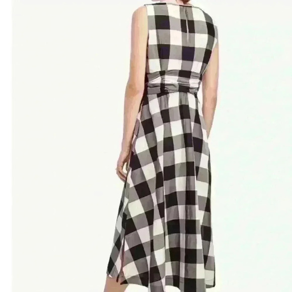 Ann Taylor Cotton Black White  Gingham Midi Dress‎ Plaid Sleeveless size MPetite - Picture 10 of 13